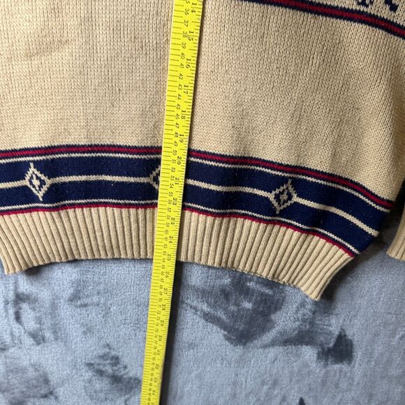 Young Bloods Pullover Sweater Long Sleeve Snowflake X-Large Crewneck Beige - Picture 4 of 7